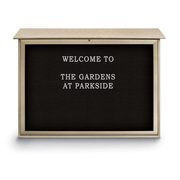 Indoor Enclosed Combo Board, 42"x32", Satin Frame/Grey & Cobalt